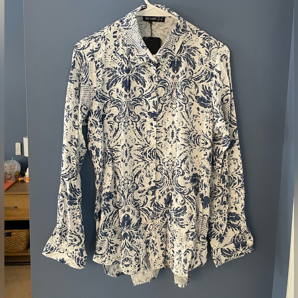 Big Dart Women’s Shirt Blouse Blue/White